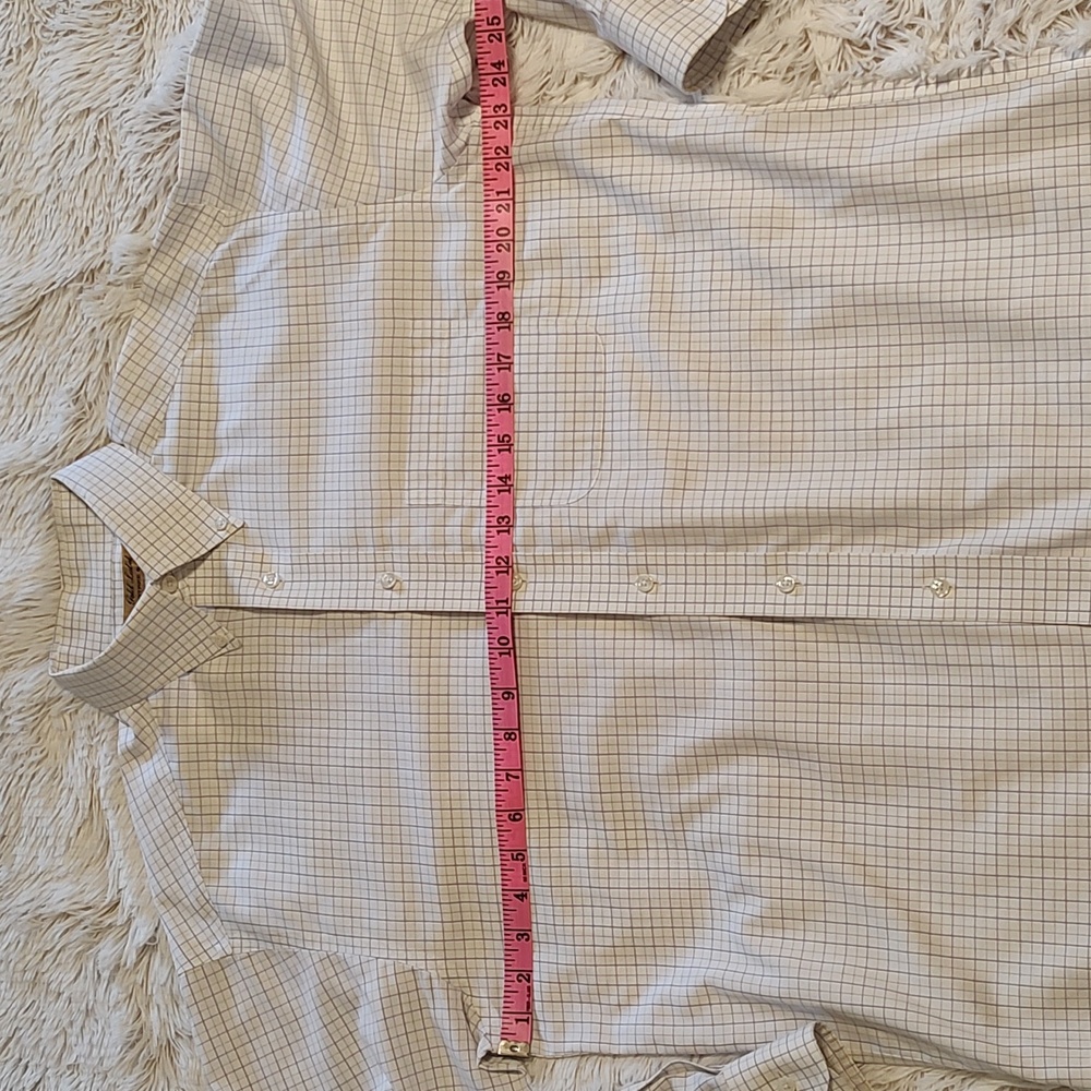 Roundtree & Yorke Gold Label Non-Iron Shirt White Blue Plaid 100% Cotton 15½/33 - Picture 8 of 12